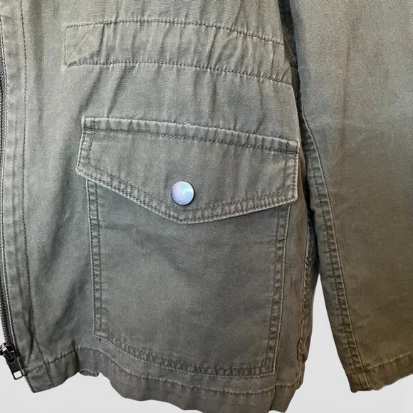 BP Olive Utility Jacket Small Soft Grunge Military Cargo Anthro Style - Picture 5 of 12